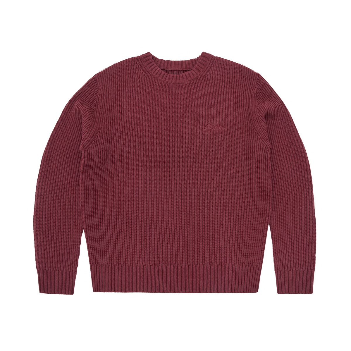 CROCHET APPLIQUE KNIT CREW [BURGUNDY] – CRTZRTW
