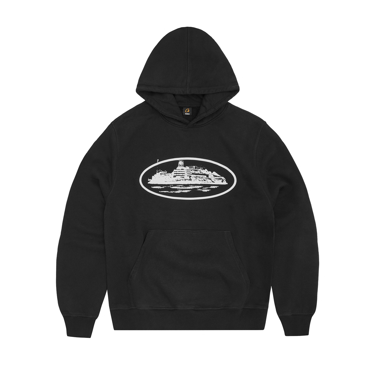 Corteiz Alcatraz オーバルロゴ ジップパーカー 黒 ALCATRAZ HOODIE [BLACK & WHITE] – CRTZRTW