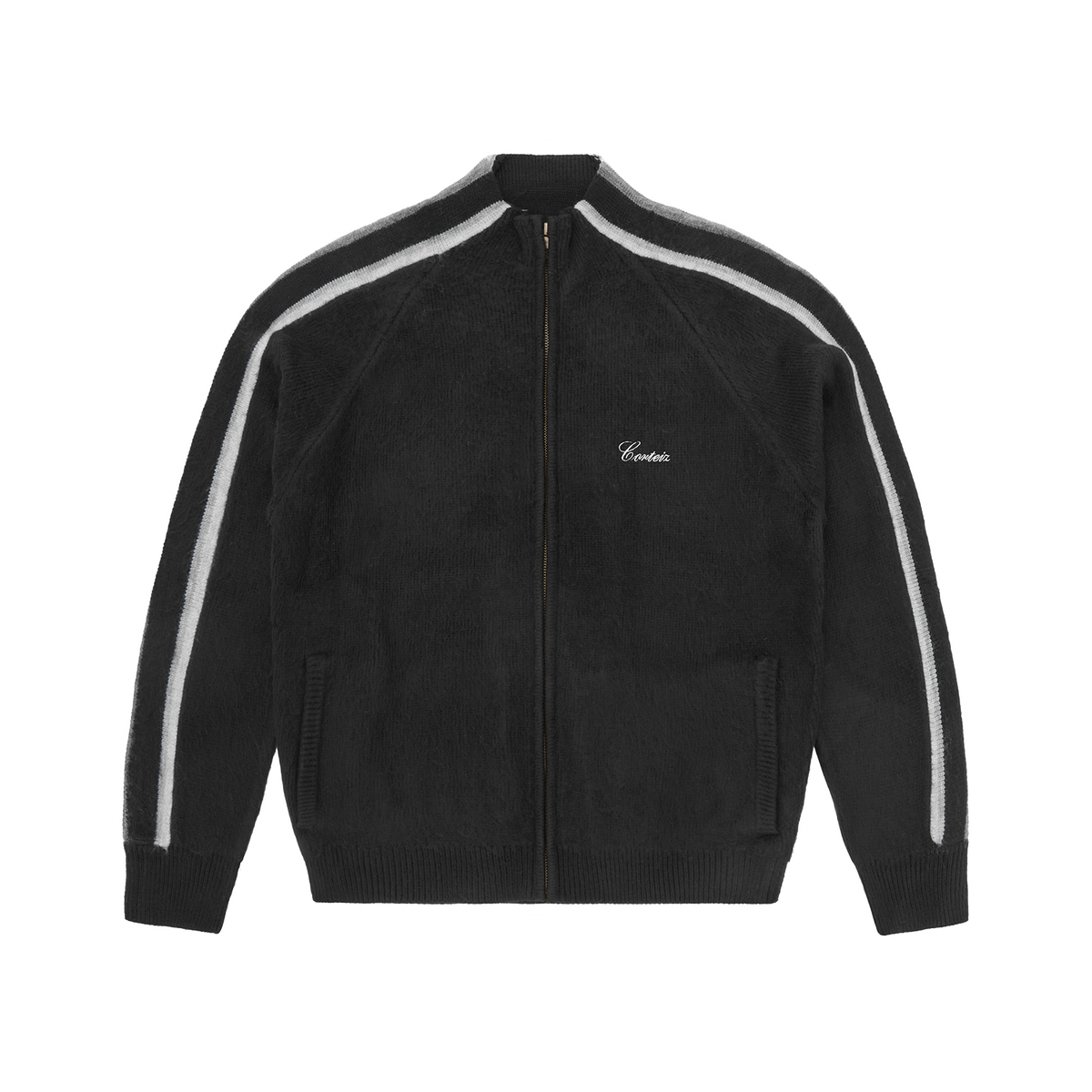 MULTI STRIPE KNIT ZIP UP [BLACK] – CRTZRTW