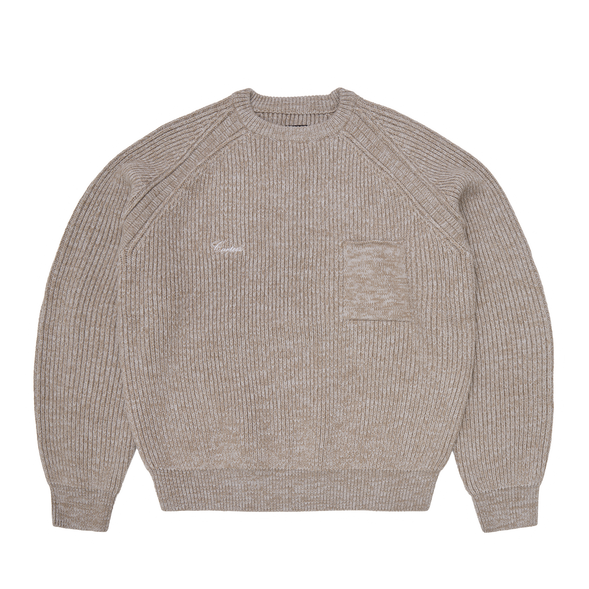 SCRIPT POCKET KNIT SWEATER [OATMEAL] – CRTZRTW