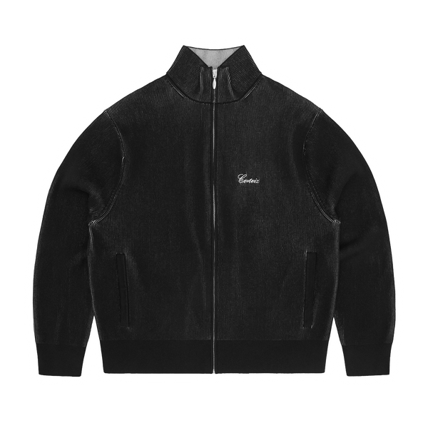 2 TONE RIBBED KNIT ZIP UP [BLACK] – CRTZRTW