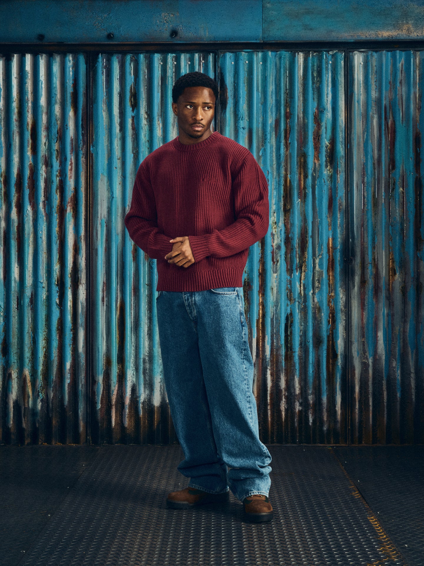 CROCHET APPLIQUE KNIT CREW [BURGUNDY] – CRTZRTW