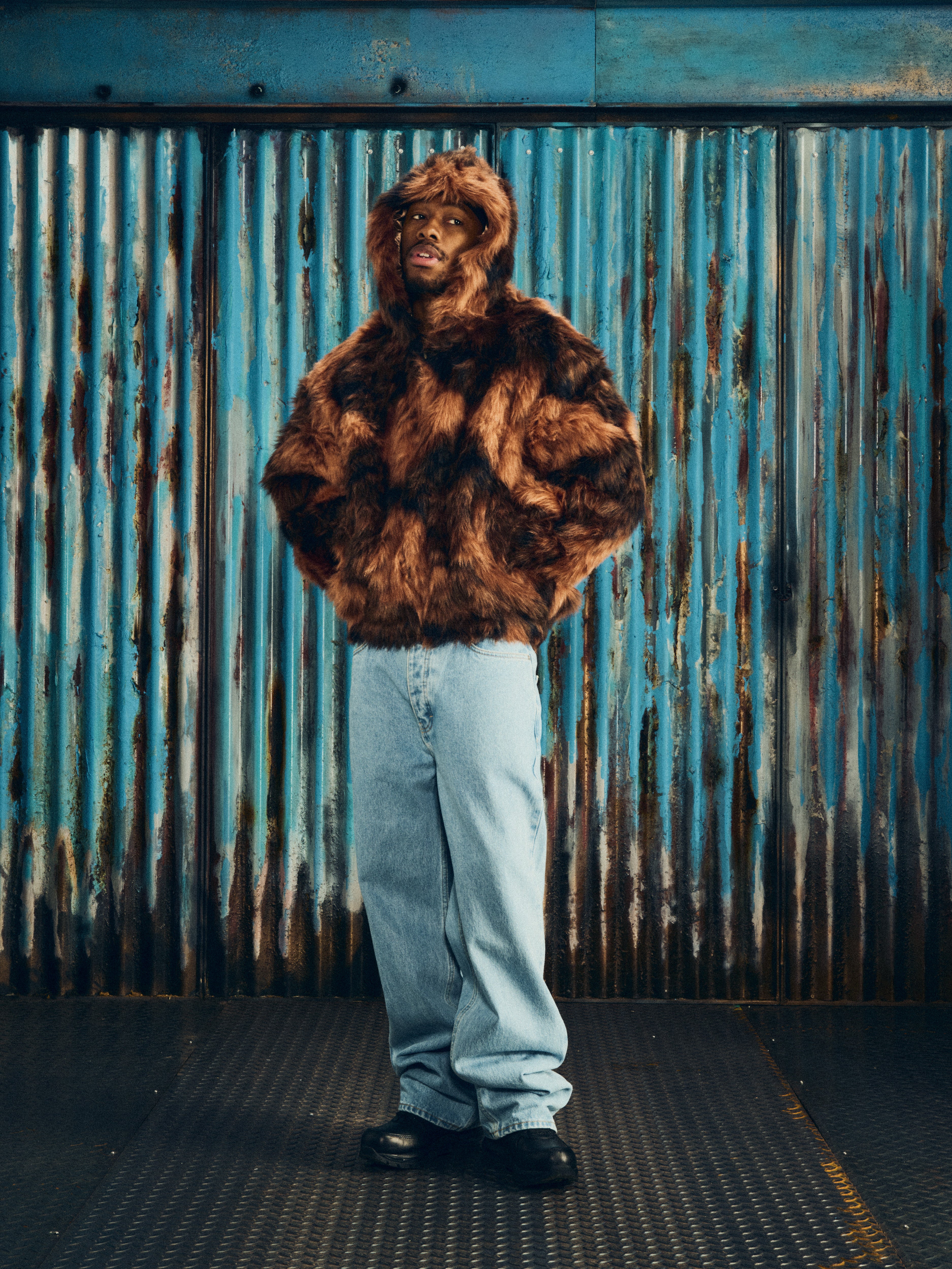 DIAMOND HOODED FUR JACKET [BROWN] – CRTZRTW