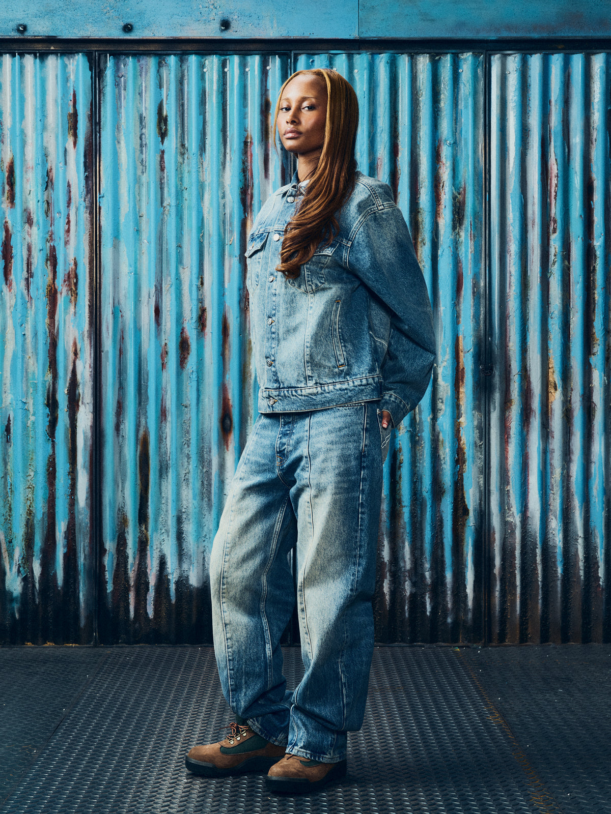 STITCH DOWN BAGGY JEANS [FADED INDIGO]