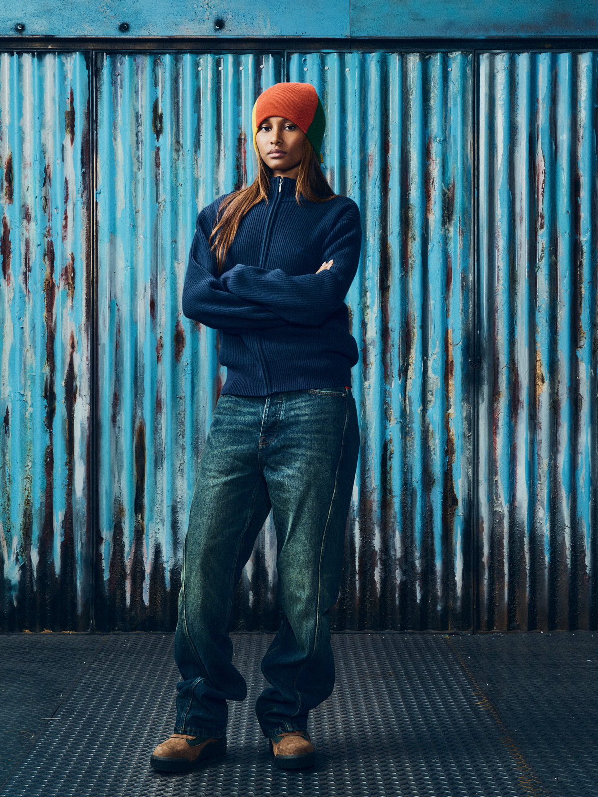 VVS RIB KNIT ZIP UP [NAVY]
