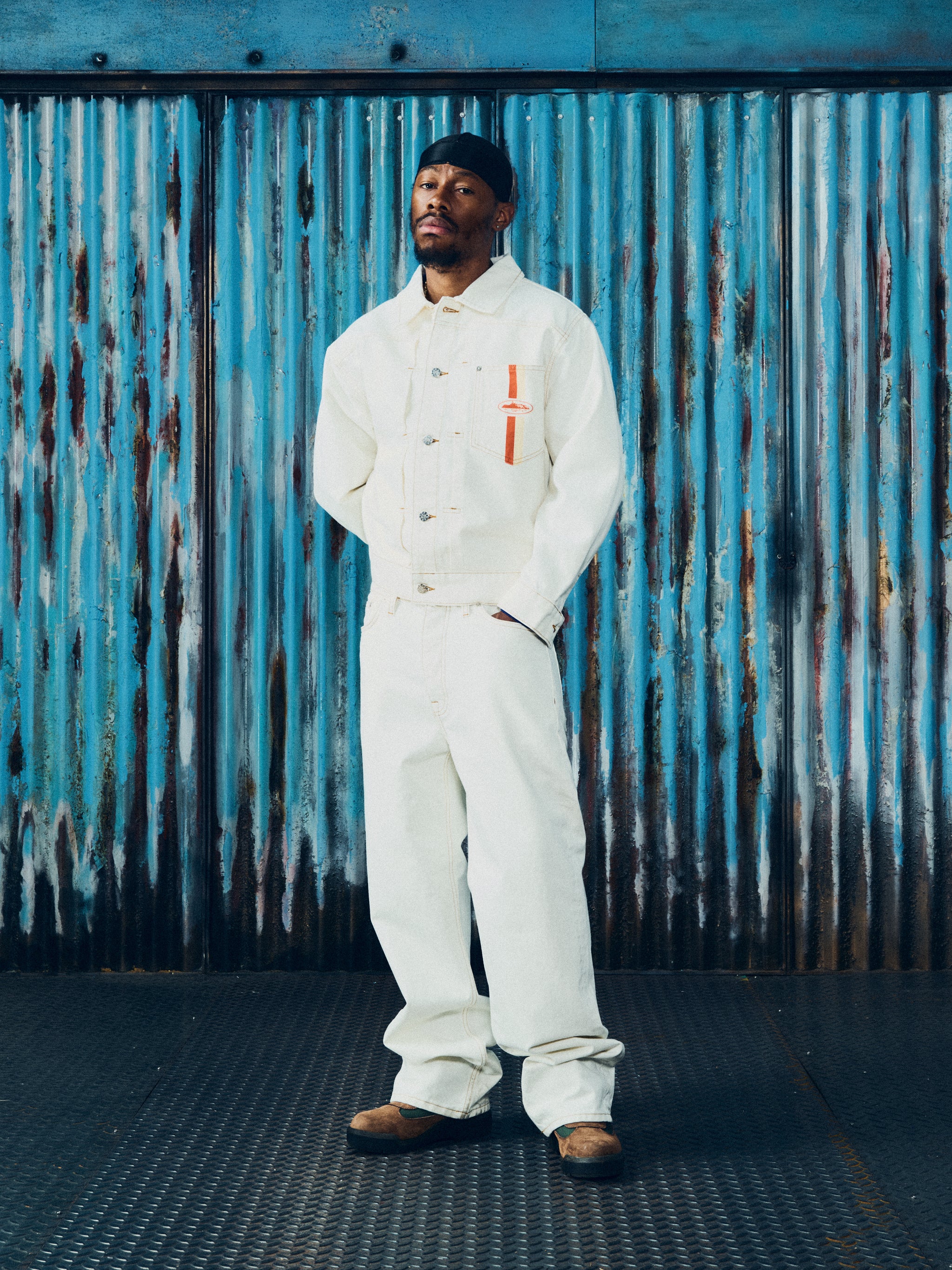 DUAL STRIPE DENIM JACKET [OFF WHITE]