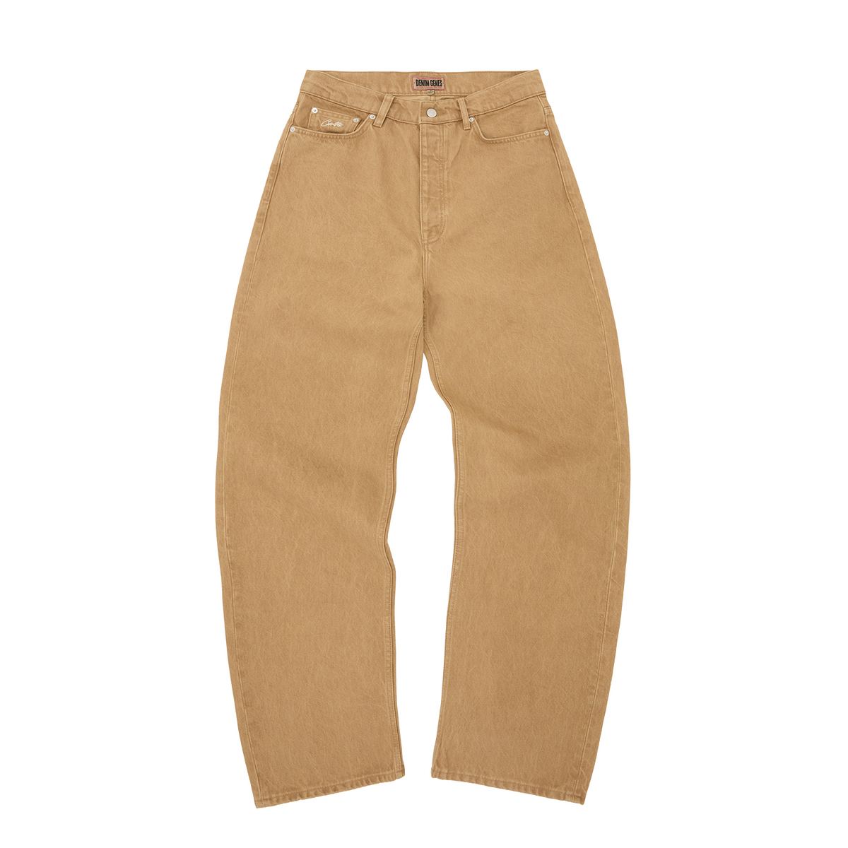 CREST CHAINSTITCH BAGGY JEANS [TAN]
