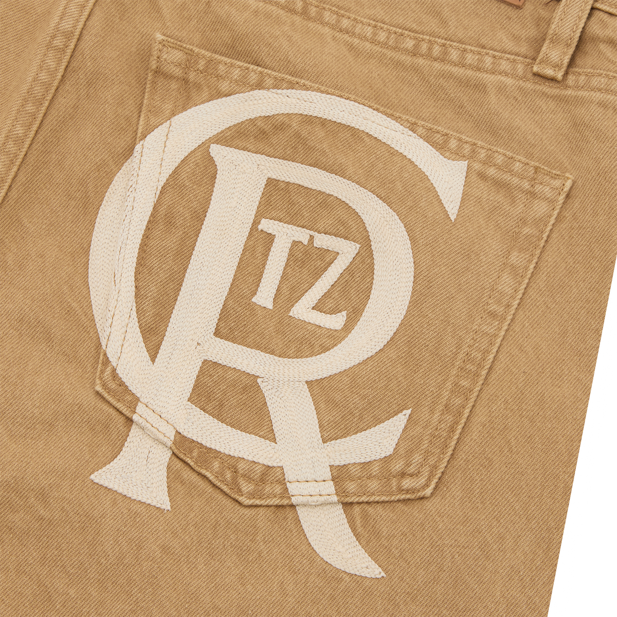 CREST CHAINSTITCH BAGGY JEANS [TAN]