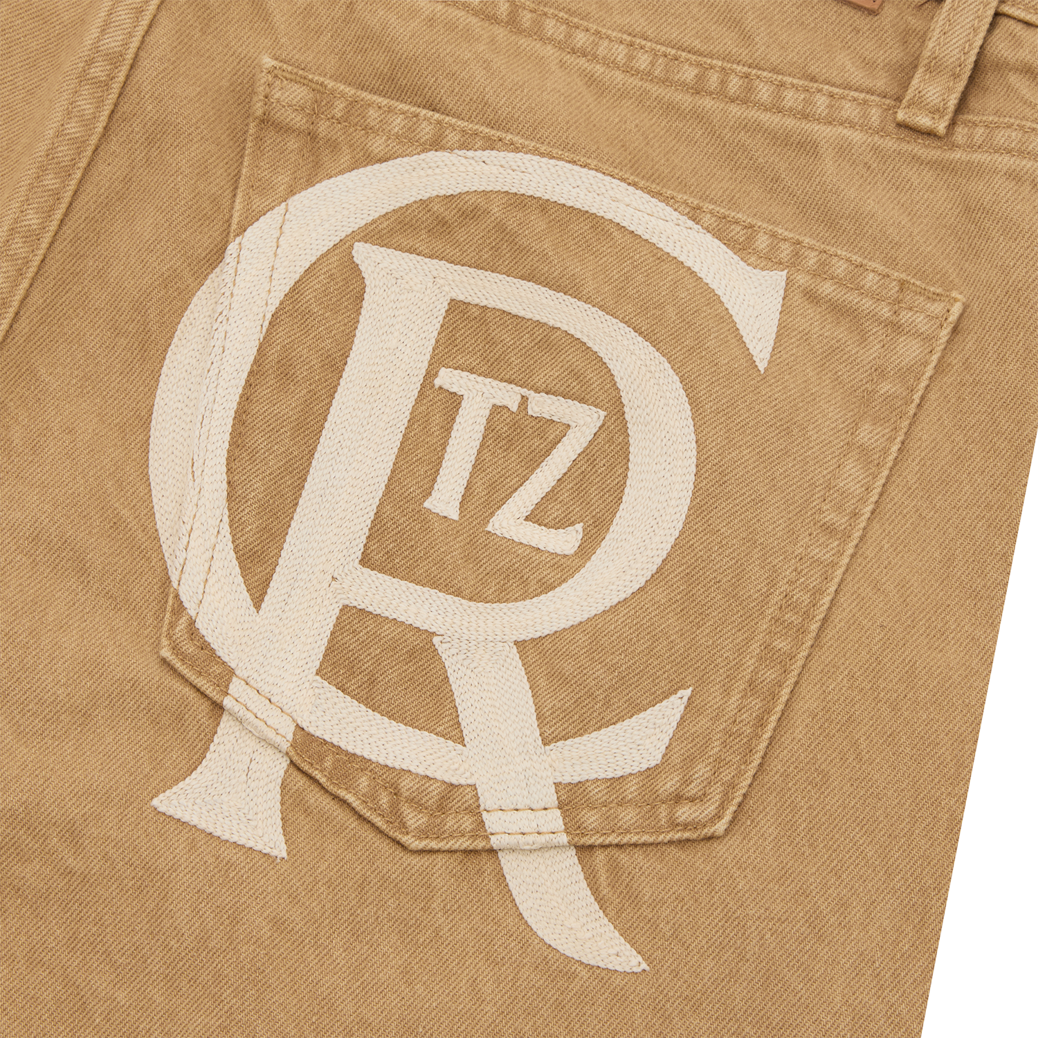 CREST CHAINSTITCH BAGGY JEANS [TAN]