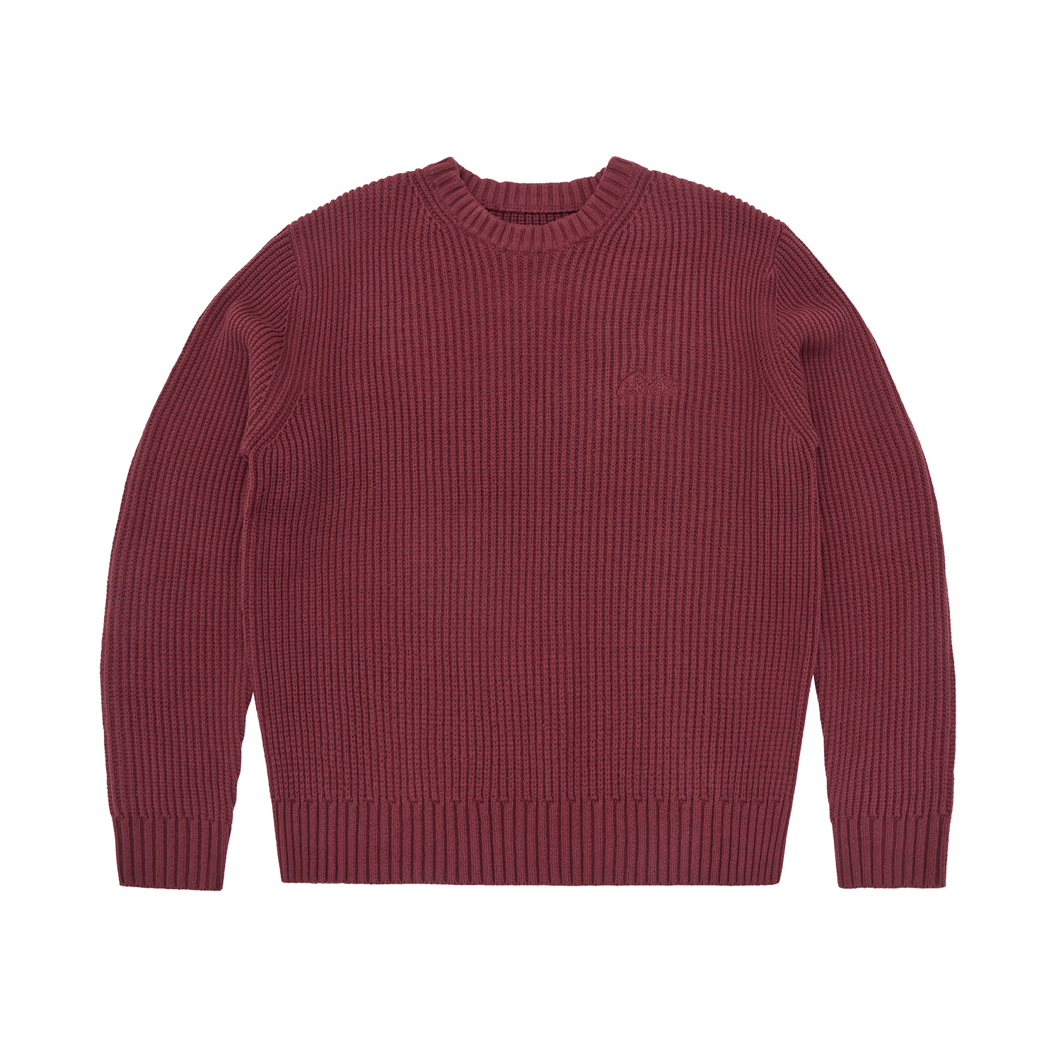 CROCHET APPLIQUE KNIT CREW [BURGUNDY] – CRTZRTW