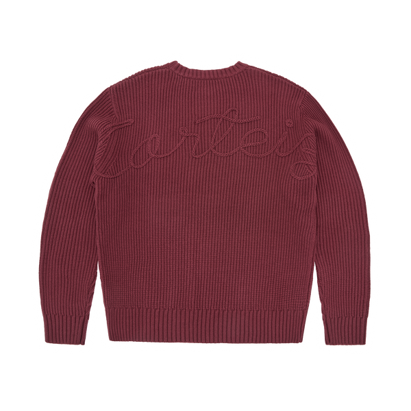 CROCHET APPLIQUE KNIT CREW [BURGUNDY] – CRTZRTW