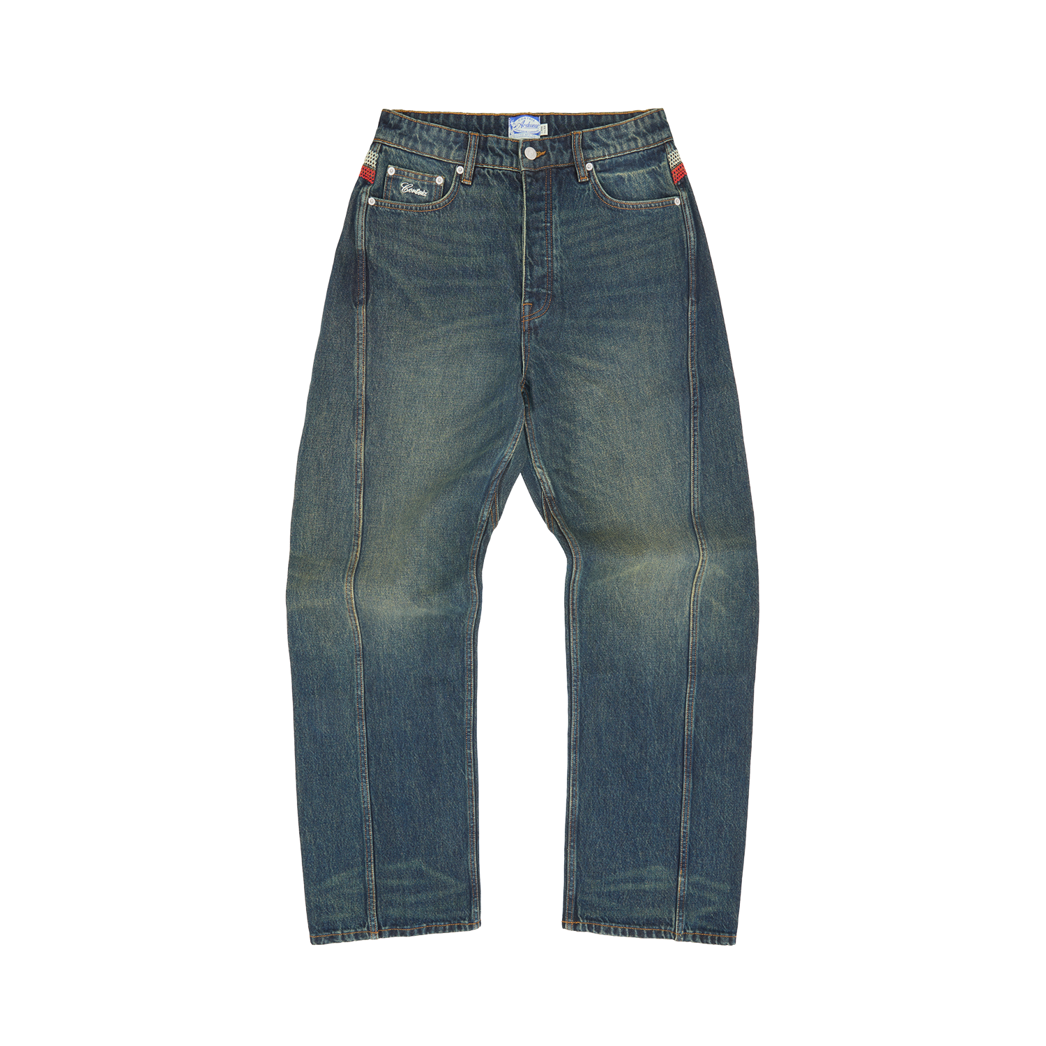CROSS-STITCH DENIM JEANS [WASHED INDIGO]
