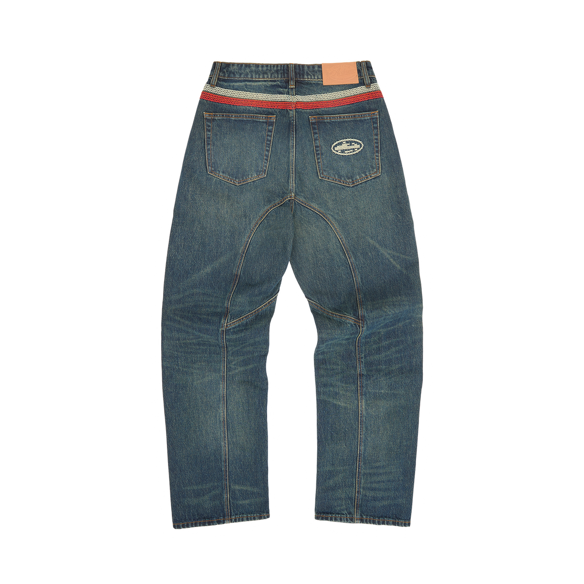 CROSS-STITCH DENIM JEANS [WASHED INDIGO]