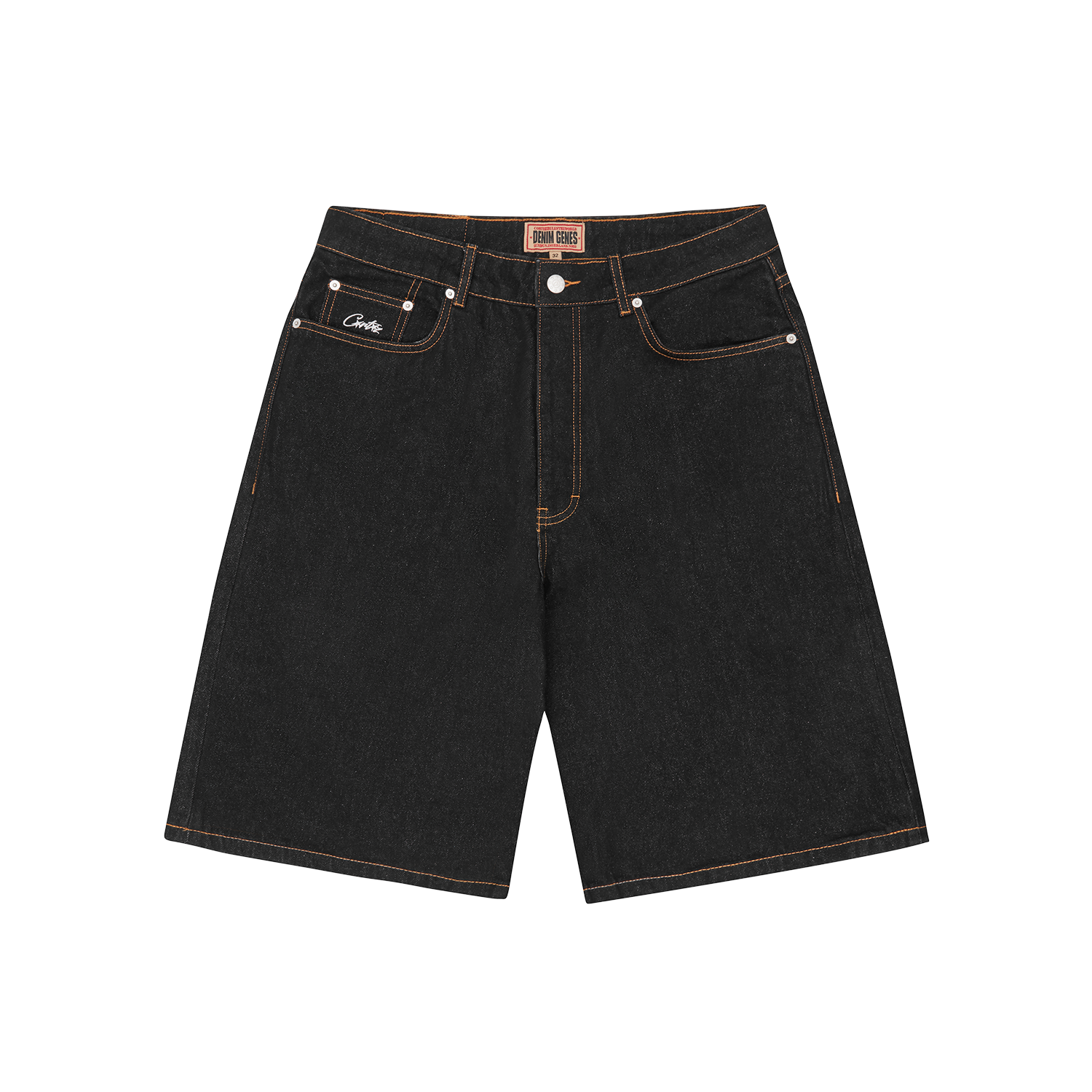 DUAL STRIPE DENIM SHORT [WASHED BLACK]