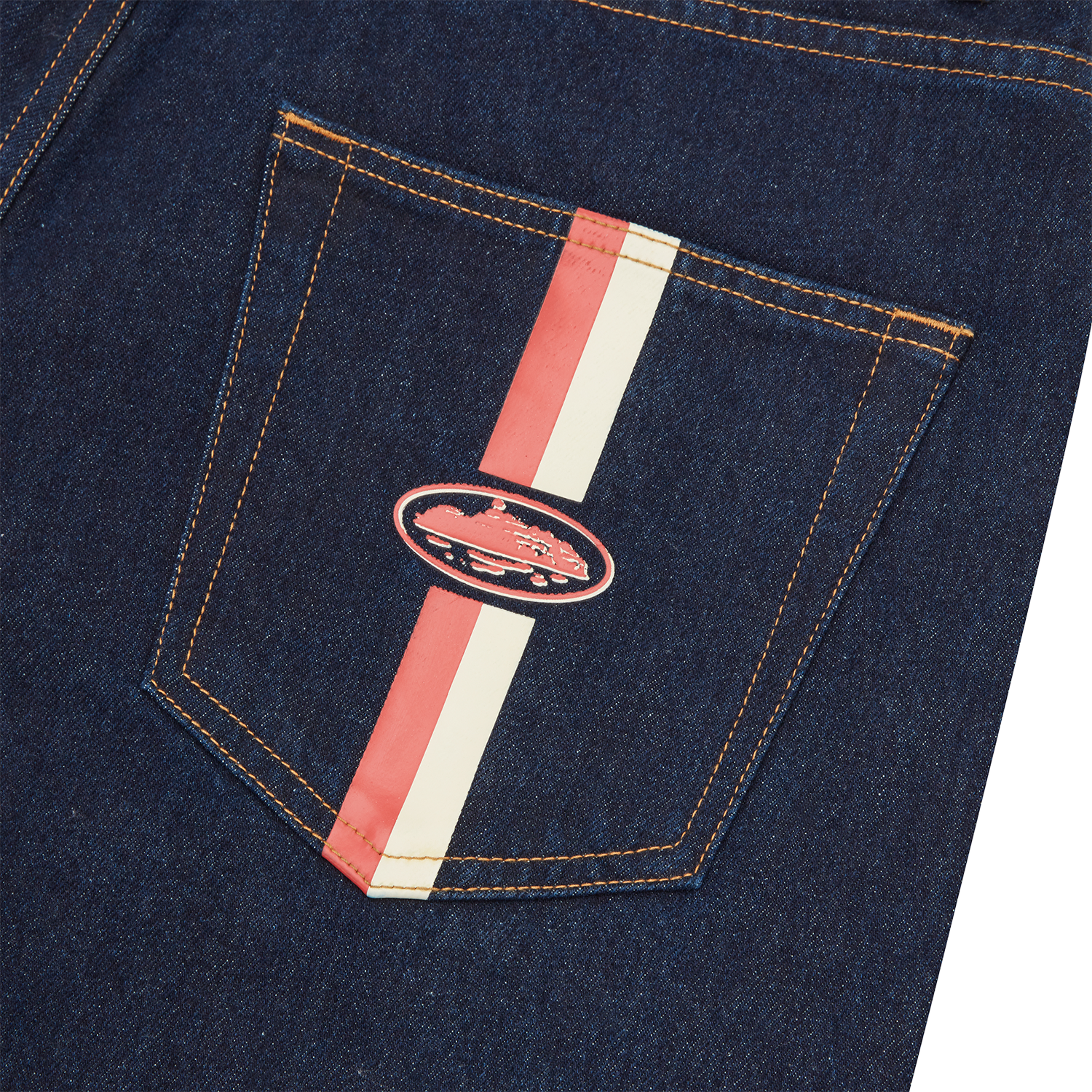 DUAL STRIPE DENIM SHORT [WASHED INDIGO]