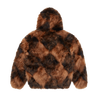 DIAMOND HOODED FUR JACKET [BROWN]