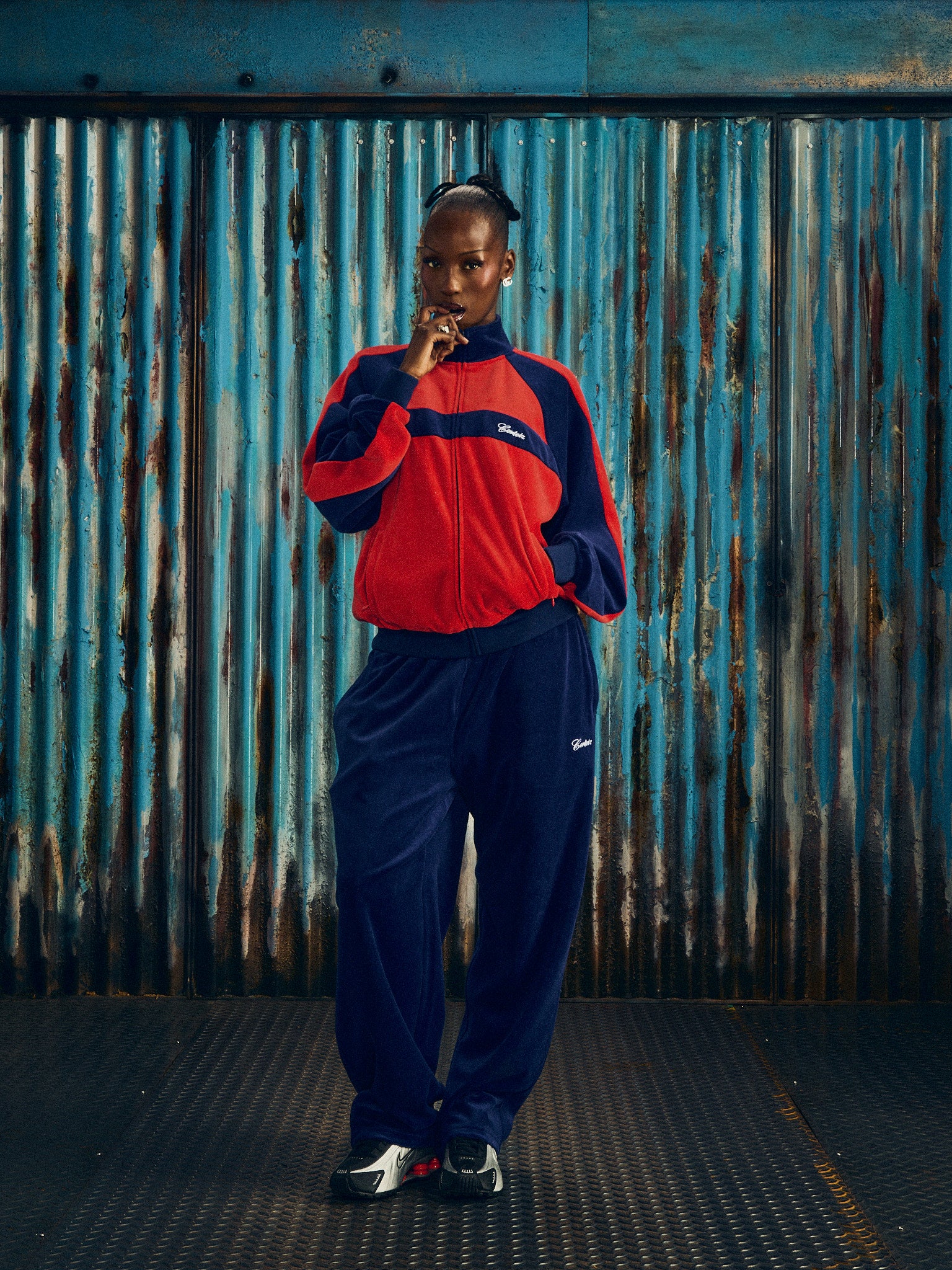 PISTA VELOUR TRACK JACKET [NAVY/RED] – CRTZRTW