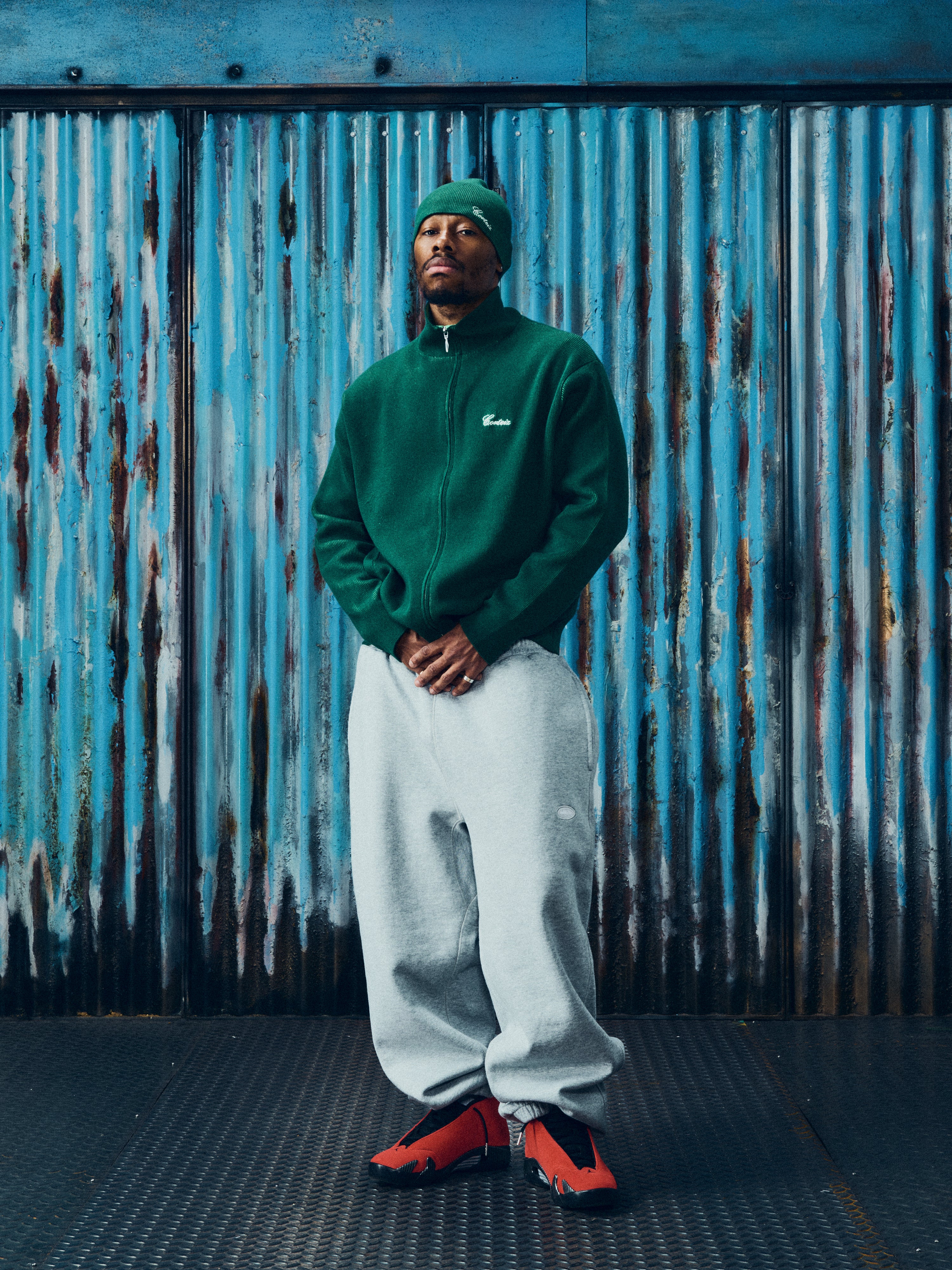 2 TONE RIBBED KNIT ZIP UP [GREEN] – CRTZRTW