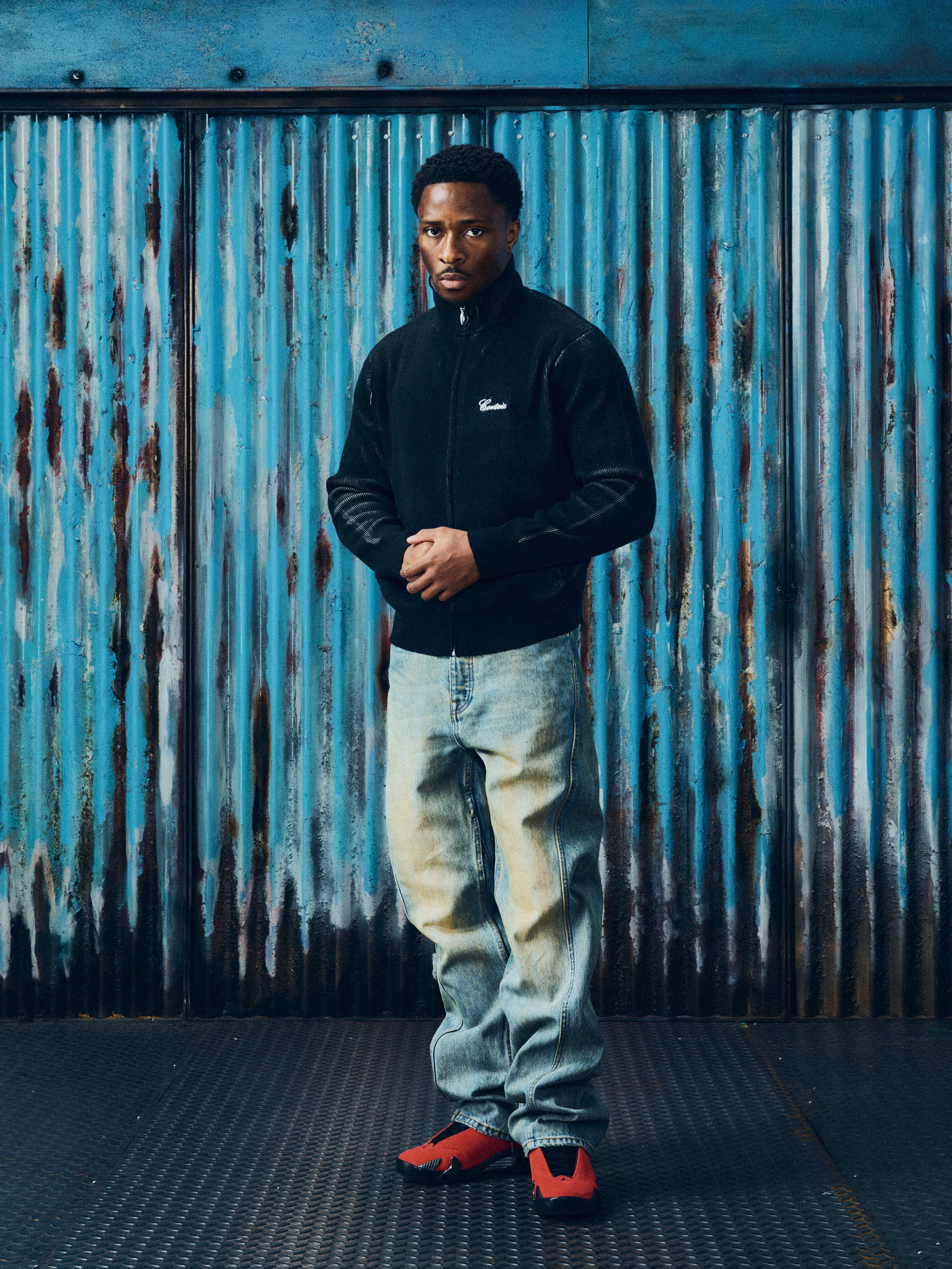 2 TONE RIBBED KNIT ZIP UP [BLACK] – CRTZRTW