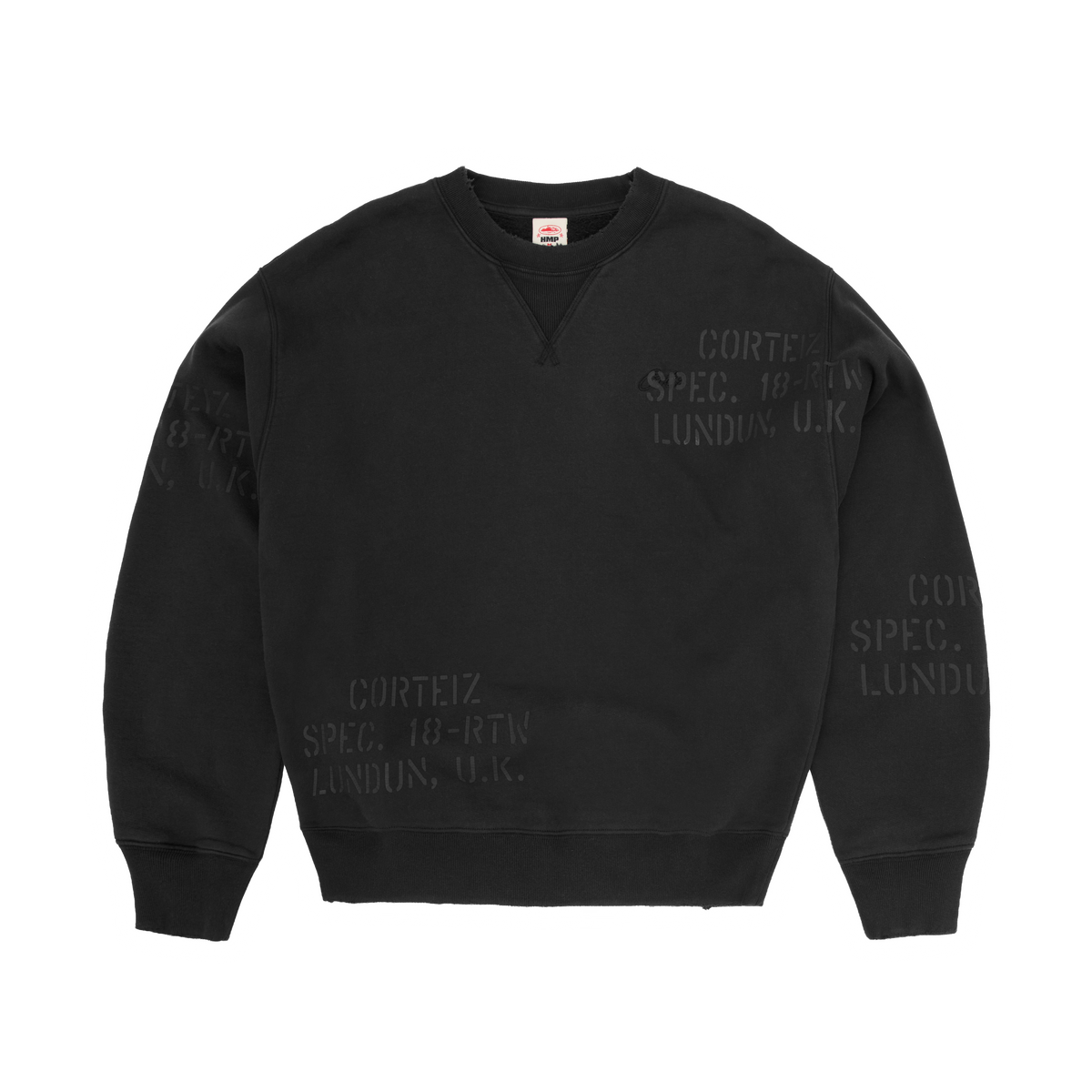 HMP STENCIL CREWNECK [BLACK OVERDYE]