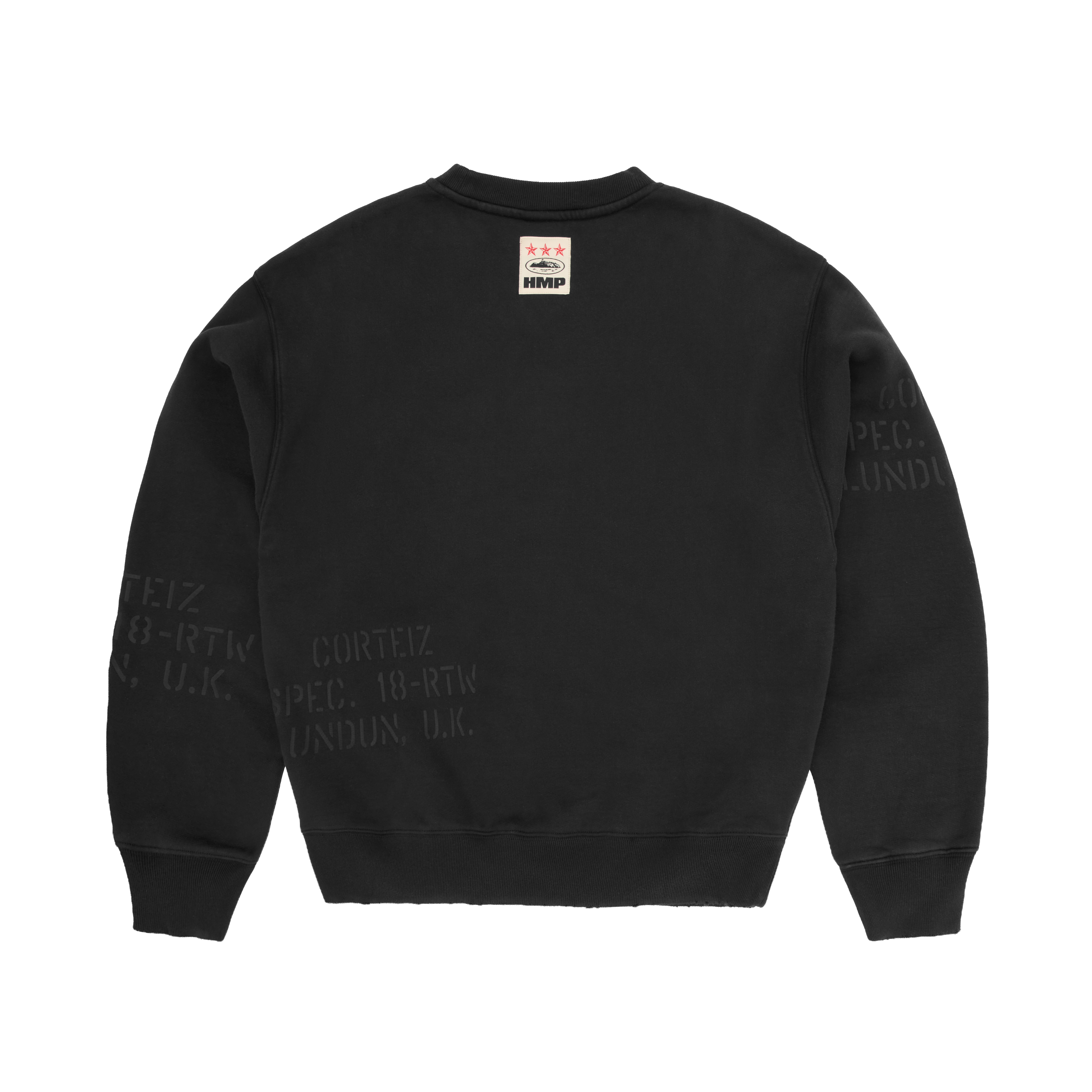 HMP STENCIL CREWNECK [BLACK OVERDYE]