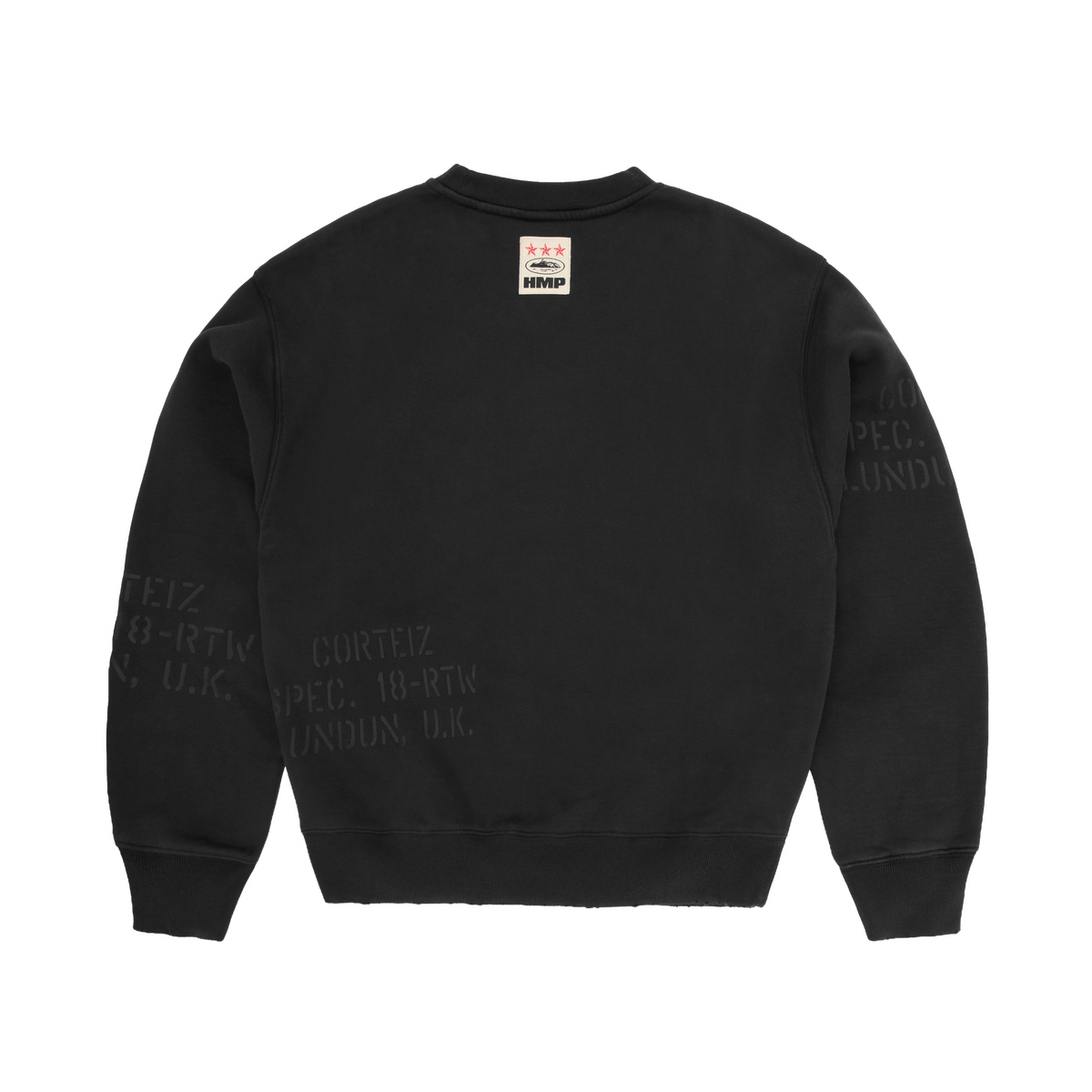 HMP STENCIL CREWNECK [BLACK OVERDYE]