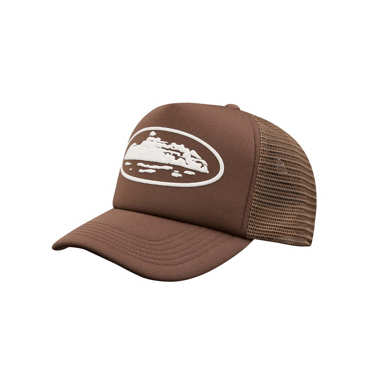 ISLAND PUFF PRINT TRUCKER HAT [BROWN]