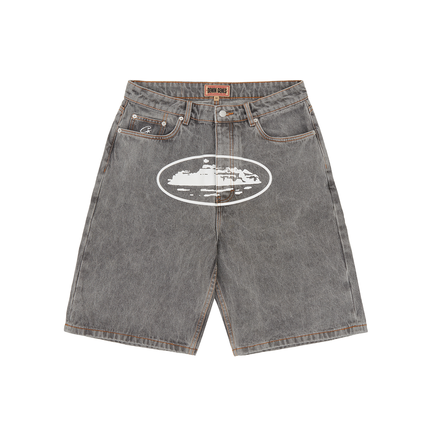 ISLAND BAGGY DENIM SHORT [LIGHT GREY]