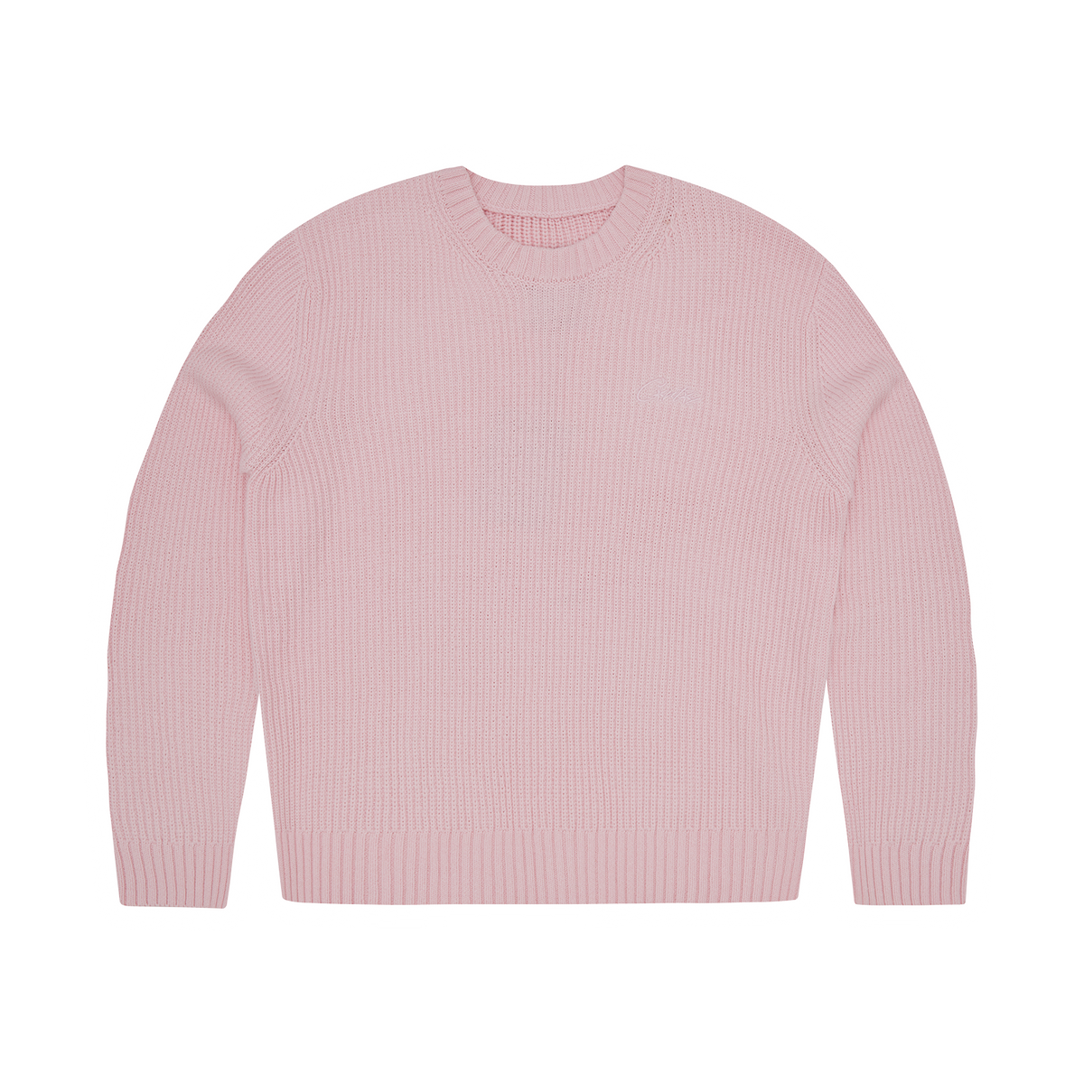 CROCHET APPLIQUE KNIT CREW [PINK]