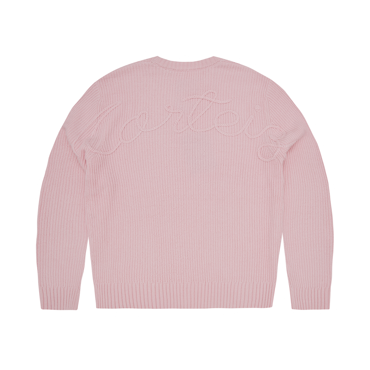 CROCHET APPLIQUE KNIT CREW [PINK]