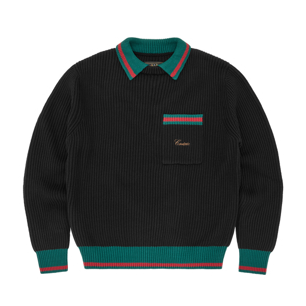 GIANNI KNIT POLO SWEATER [BLACK] – CRTZRTW