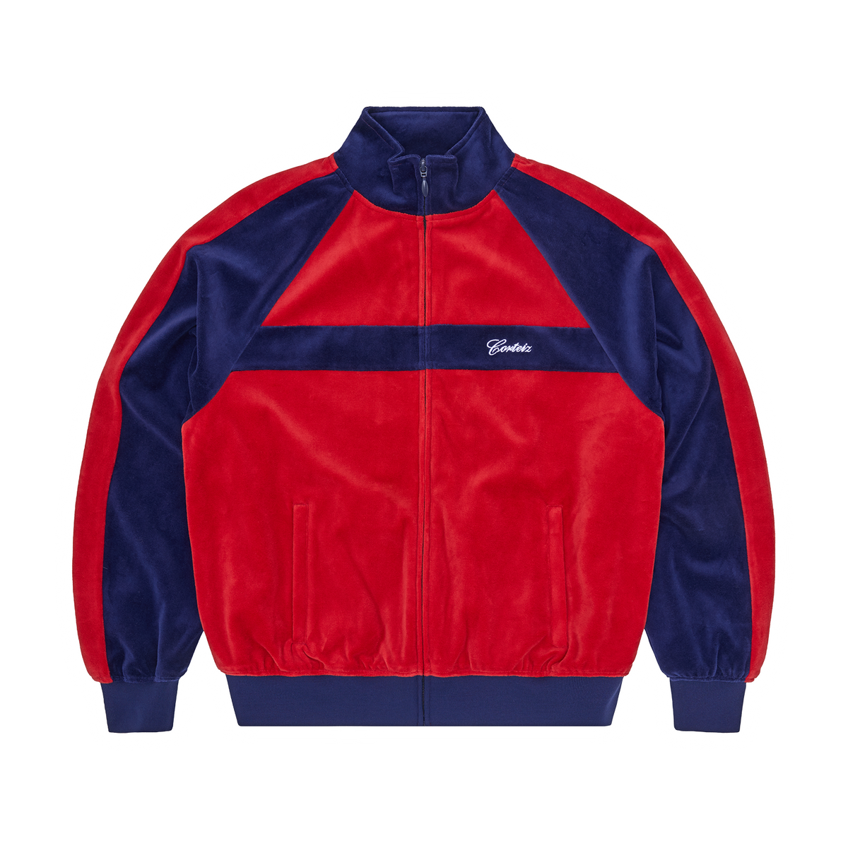 PISTA VELOUR TRACK JACKET [NAVY/RED]