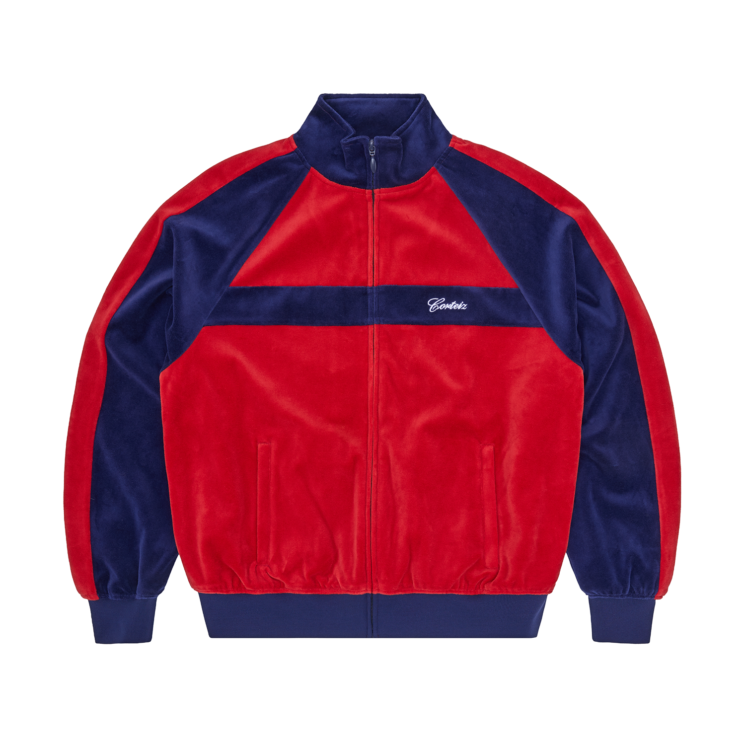 PISTA VELOUR TRACK JACKET [NAVY/RED]