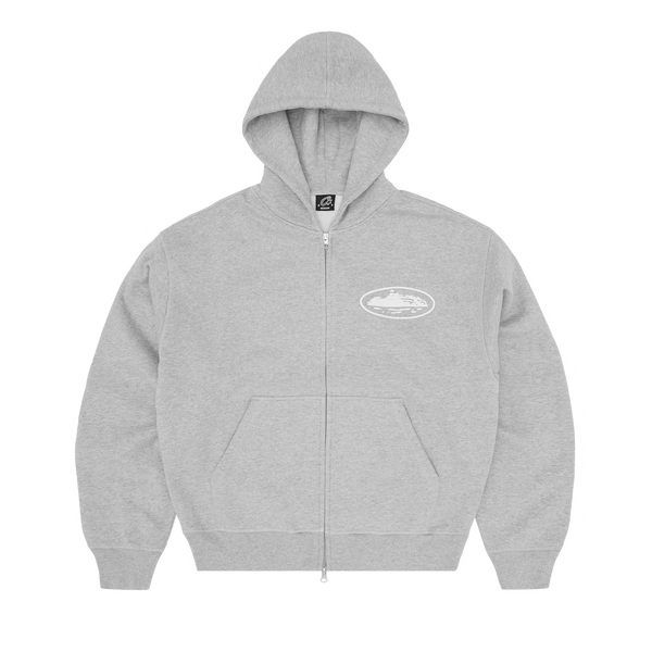 ISLAND PUFF PRINT ZIP HOODIE [HEATHER GREY] – CRTZRTW